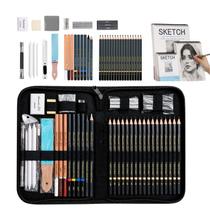 Kit de Desenho Artístico 43 Pcs Profissional e Sketchbook A4 ou A3 Lápis Grafite Carvão Sanguínea Esfuminhos e Estojo Organizador Kit de Desenho Artístico 43 Pcs Profissional e Sketchbook A4 ou A3 Lápis Grafite Carvão Sanguínea Esfuminhos e Estojo Organizador