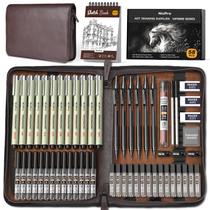 Kit de Desenho Artístico Nicpro MP1000 - 58 Peças com Estojo de Couro