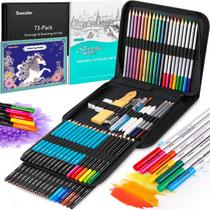 Kit de desenho de materiais de arte Soucolor, pacote 73 com caderno de desenho
