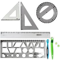 Kit de Desenho Geométrico Avançado Adaptado Braille Baixa Visão - InclusivaDigital
