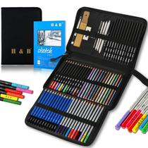 Kit de Desenho H&B com 72 Peças - Lápis de Arte para Esboço