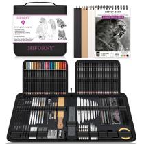 Kit de Desenho HIFORNY 126 Peças - Lápis e Caderno de Desenho