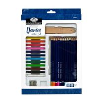 Kit de Desenho Lapis de Cor e Pastel Royal 28 Pçs