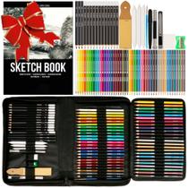 Kit de Desenho Zenacolor 74 Peças - Lápis e Caderno