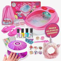 Kit de dia de spa Bubbly Girlz Kids com Waterfall Foot Spa, mais de 42 unidades Kit de dia de spa Bubbly Girlz Kids com Waterfall Foot Spa, mais de 42 unidades