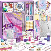 Kit de diário DIY PERRYHOME para meninas de 8 a 14 anos com álbum de recortes e suprimentos Kit de diário DIY PERRYHOME para meninas de 8 a 14 anos com álbum de recortes e suprimentos