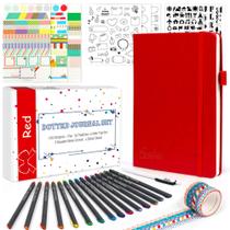 Kit de diário Feela Dot Grid Hardcover Planner A5 224p vermelho Kit de diário Feela Dot Grid Hardcover Planner A5 224p vermelho