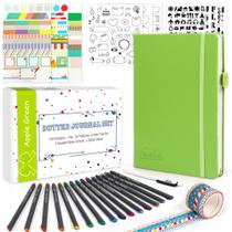 Kit de diário Feela Dot Grid Hardcover Planner A5 verde maçã