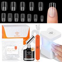 Kit de dicas de unhas em gel, modelos quadrados curtos com lâmpada UV, 216 unidades Kit de dicas de unhas em gel, modelos quadrados curtos com lâmpada UV, 216 unidades