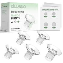 Kit de dimensionamento de flange Dwelio com 5 insertos de silicone para flange 13/15/17/19/21 mm, inserto para flange/protetor de 24 mm, kit essencial para extração de leite materno para mães Kit de dimensionamento de flange Dwelio com 5 insertos de silicone para flange 13/15/17/19/21 mm, inserto para flange/protetor de 24 mm, kit essencial para extração de leite materno para mães
