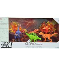 Kit De Dinossauros Com Cenario Dino World Master Collection