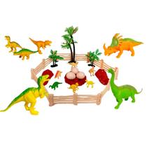 Kit de Dinossauros Rex com Arbustos Ovos e Acessórios Kit 22 Peças