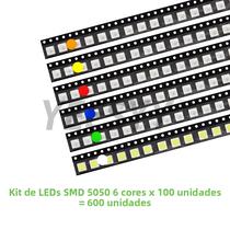 Kit De Diodos LED Com 600 Peças, 6 Cores, 1206 0805 0603 0402 SMD, Vermelho, Verde, Azul, Branco,