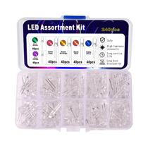 Kit de Diodos LED Sortido, Emissor de Luz, Branco, Verde, Vermelho, Azul, Amarelo, Laranja, 5mm, F5