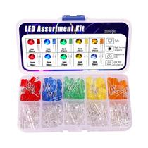 Kit de Diodos LED Sortido, Emissor de Luz, Branco, Verde, Vermelho, Azul, Amarelo, Laranja, 5mm, F5