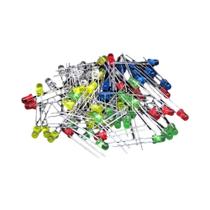 Kit De Diodos LED Sortidos 100PCS 3mm 5mm F3 F5 Branco Verde Vermelho Azul Amarelo Laranja Rosa