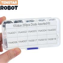 Kit De Diodos Retificadores Sortidos 200 Peças 10 Valores 1N4001 a 1N5819 Com Caixa Para Eletrônica