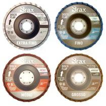 Kit de Discos Flap de Acabamento Aço Inox / Alumínio 4.1/2" Com 1 Extra-Fino + 1 Fino + 1 Médio + 1 Grosso