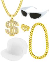 Kit de Disfraz Riuziyi Hip Hop Rapero años 2000, 80 y 90 con Accesorios Kit de Disfraz Riuziyi Hip Hop Rapero años 2000, 80 y 90 con Accesorios