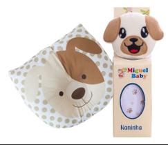 Kit de Dormir Naninha Pelúcia + Travesseiro Anatômico Baby Zoo 2 Pçs Soninho Tranquilo Anti Alérgico