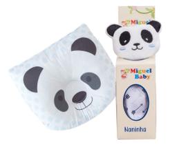 Kit de Dormir Naninha Pelúcia + Travesseiro Anatômico Baby Zoo 2 Pçs Soninho Tranquilo Anti Alérgico