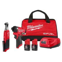 Kit de driver de impacto Milwaukee M12 Fuel 1/4" HEX com catraca de 3/8"