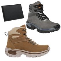 Kit De Duas Botas Masculino Cat Premium 6 Inch Warm Originals Couro Com Carteira