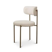 Kit de Duas Cadeira Estofada Bouclé para Sala de Jantar Base Fixa Metal Carbono Monah Hope Bouclé Branco Kit de Duas Cadeira Estofada Bouclé para Sala de Jantar Base Fixa Metal Carbono Monah Hope Bouclé Branco