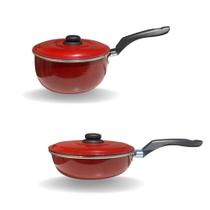 Kit de duas panelas frigideira e caçarola com uma alça Kit de duas panelas frigideira e caçarola com uma alça