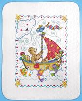 Kit de edredão para bebês Tobin Sail Away 86x109 cm em ponto cruz estampado Kit de edredão para bebês Tobin Sail Away 86x109 cm em ponto cruz estampado