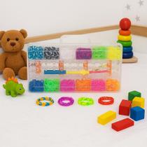 Kit de Elásticos para Fazer Pulseiras com Maleta + Acessórios Infantil Criativo 12 Cores Artesanato Kit de Elásticos para Fazer Pulseiras com Maleta + Acessórios Infantil Criativo 12 Cores Artesanato