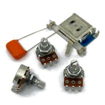 Kit de Elétrica Para Guitarra Tipo Strato SCA5 Pots e Chave Alpha + Orange Drop Kit de Elétrica Para Guitarra Tipo Strato SCA5 Pots e Chave Alpha + Orange Drop