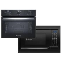 Kit de Embutir Forno Elétrico 50L Continental com TOPLimpaFácil e Micro ondas 34L Electrolux com Painel Digital e Função Tira odor Preto 220V
