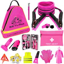 Kit de Emergência para Carro GETLMUL Rosa - Com Cabos de Ligação e Lanterna Kit de Emergência para Carro GETLMUL Rosa - Com Cabos de Ligação e Lanterna