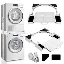 Kit de empilhamento para lavadora e secadora Kiss Core Universal com placa deslizante Kit de empilhamento para lavadora e secadora Kiss Core Universal com placa deslizante