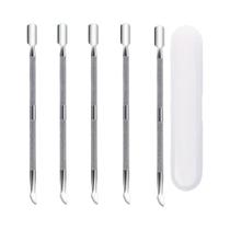 Kit De Empurrador De Cutículas Em Aço Inoxidável Com Removedor De Pele Morta Em Forma De Colher,