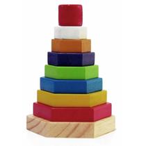 Kit de encaixe pirâmide hexagonal - wood toys - 93
