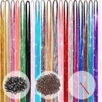 Kit de enfeites de cabelo Prehot Fairy Tinsel Hair Extensions 48 Kit de enfeites de cabelo Prehot Fairy Tinsel Hair Extensions 48