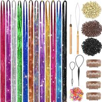 Kit de enfeites de cabelo Prehot Fairy Tinsel Hair Extensions 48" Kit de enfeites de cabelo Prehot Fairy Tinsel Hair Extensions 48"