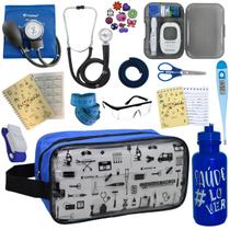 Kit de Enfermagem Aparelho de Pressao Estetoscopio Necessaire Transparente Estampada Medidor Glicose Multi Estagio Incoterm