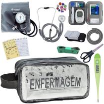 Kit de Enfermagem Aparelho de Pressao Estetoscopio Necessaire Transparente Medidor Glicose Multi Estagio Incoterm