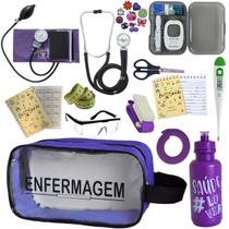 Kit de Enfermagem Aparelho de Pressao Estetoscopio Necessaire Transparente Medidor Glicose Multi Estagio PAMED