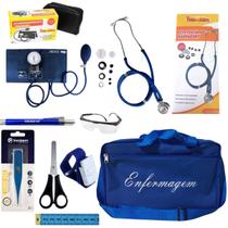 Kit De Enfermagem Azul Com Medidor De Pressão