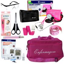Kit de enfermagem com aparelho de pressão completo pink incoterm
