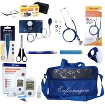 Kit de enfermagem com esfigmo esteto e bolsa transparente completo