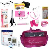 Kit de enfermagem com esfigmo esteto e bolsa transparente completo