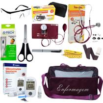 Kit de enfermagem com esfigmo esteto e bolsa transparente completo
