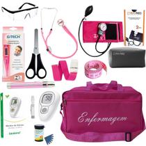 Kit de enfermagem com esteto esfigmo completo pink p.a med