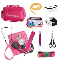 Kit De Enfermagem Com Esteto Esfigmo E Bolsa Transparente ROSA