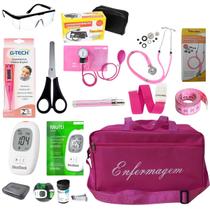 Kit De Enfermagem Com Glicossimetro Rosa Premium